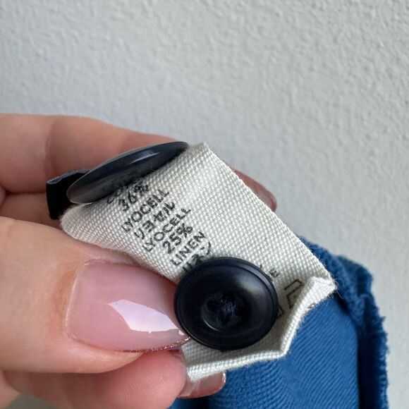 The Great. Flutter Army Jacket Utility Button Blue Cotton Linen Women's 3 Large - Picture 11 of 11